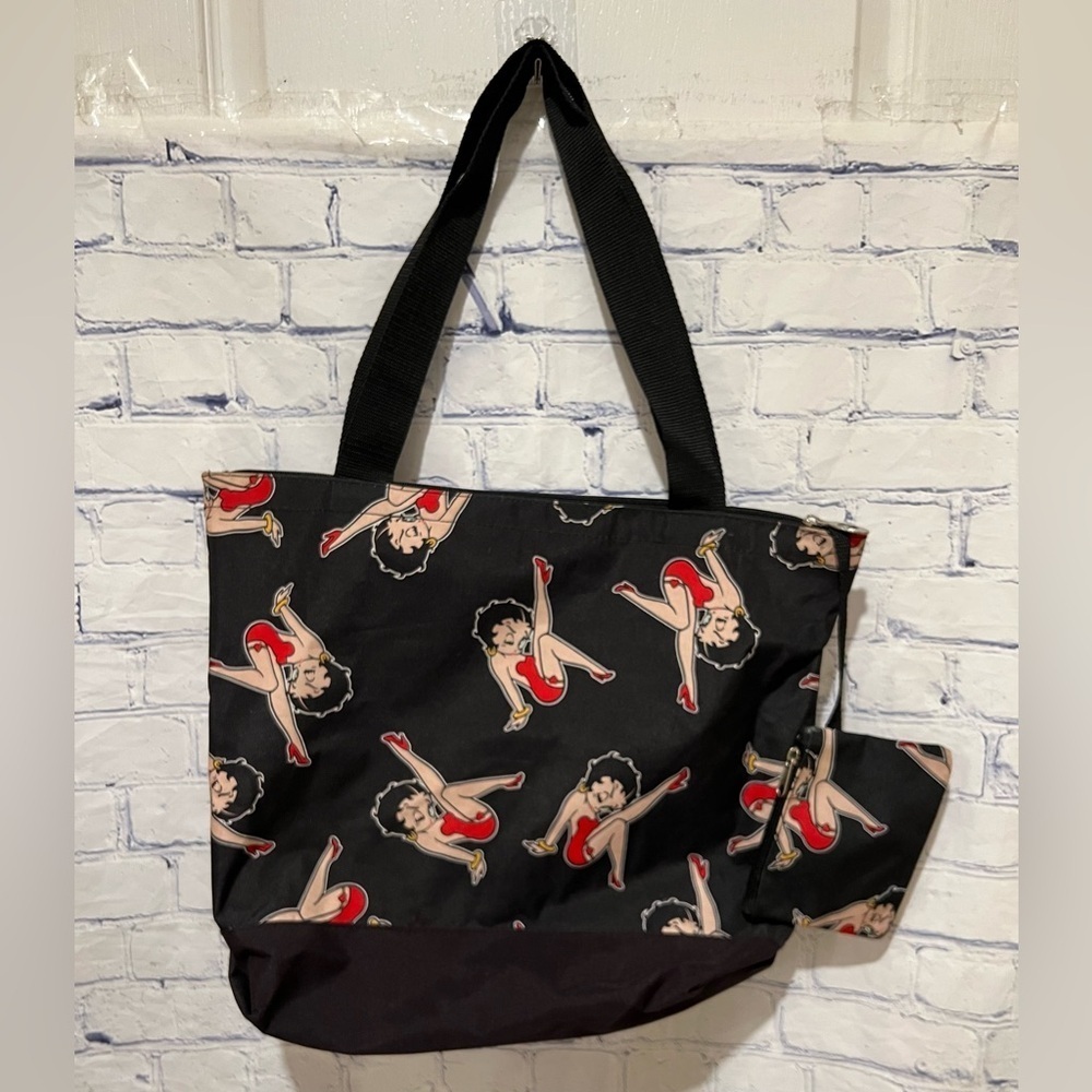 Fleischer Studios Betty Boop Zipper Tote Bag With Attached Coin Purse